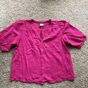 Knox Rose pink balloon sleeve button front sz L